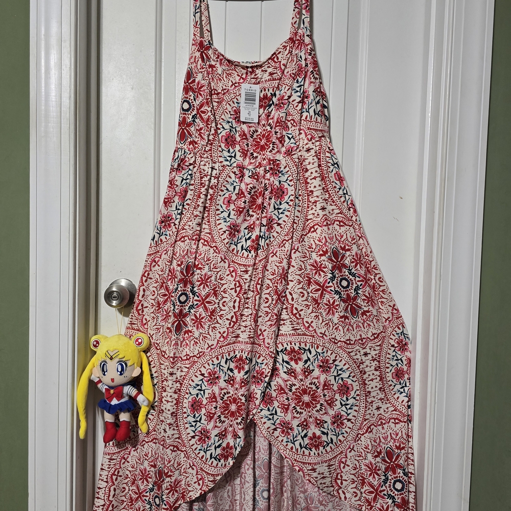Torrid Red and White High Low Dress